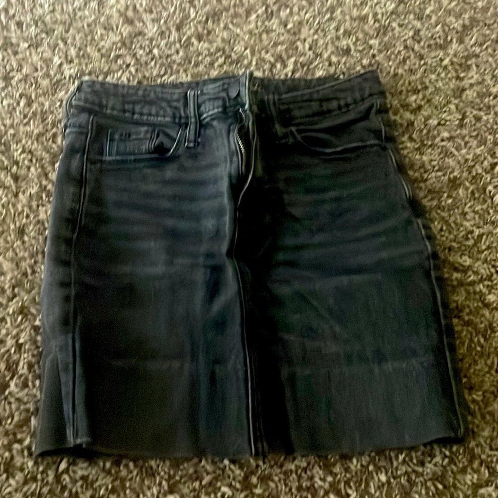 Black denim skirt